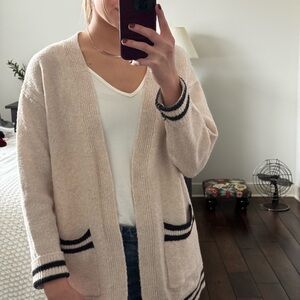 SHEIN Cream Cardigan with Black Stripes